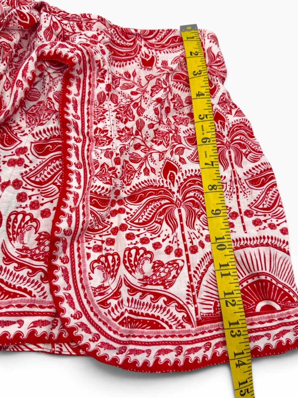NWT Farm Rio River Ride Red Tie-Waist Linen Blend Shorts Beaded Fringe Size S - Picture 16 of 16